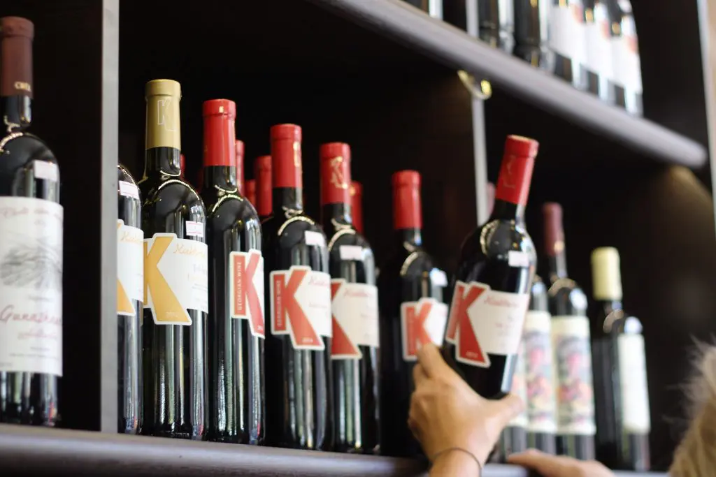 A row of wine bottles